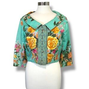 Plenty by Tracy Reese Floral Linen and Silk Blend Jacket
